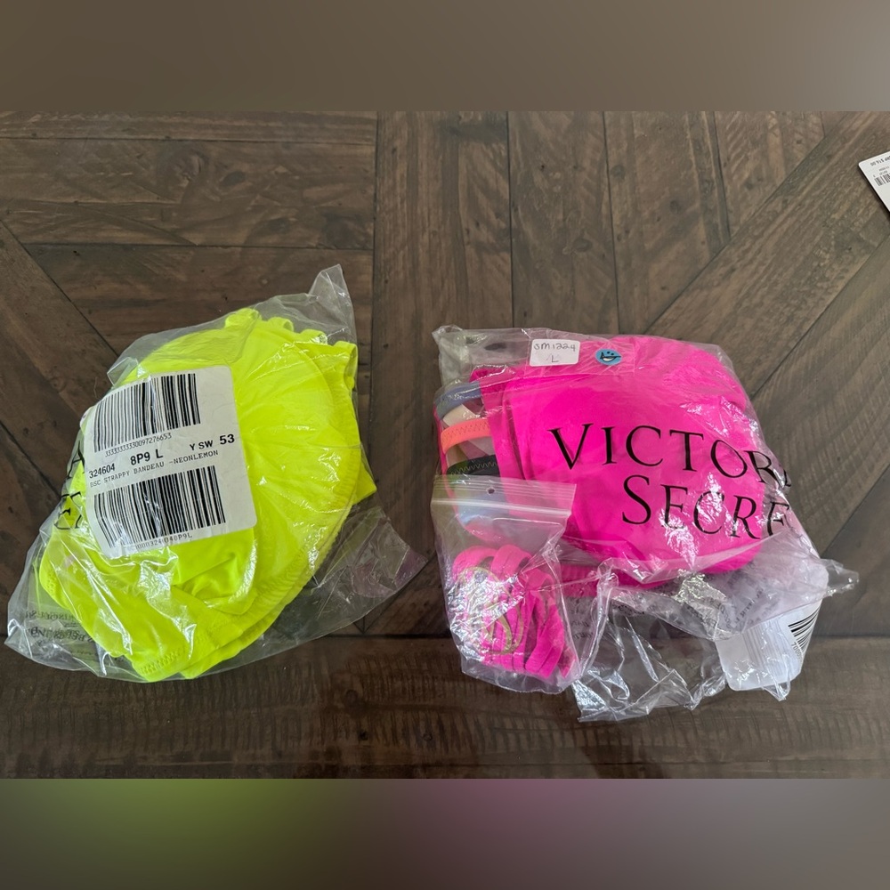 Victoria's Secret Vibrant Pink and Lime Swim Tops